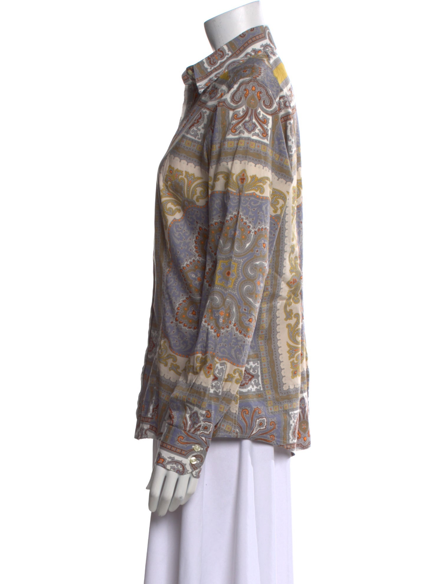 Etro Printed Long Sleeve Button-Up Top